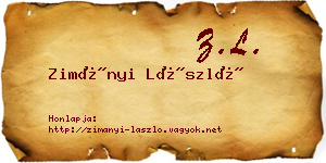 Zimányi László névjegykártya